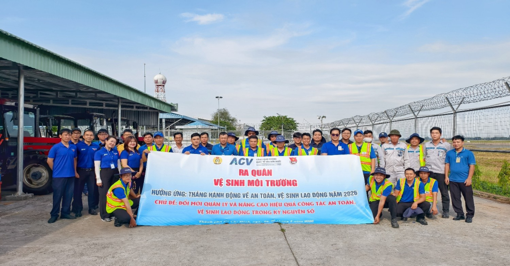 Tuổi trẻ Cảng HKQT Tân Sơn Nhất ra quân hưởng ứng Tháng hành động về an toàn, vệ sinh lao động năm 2026